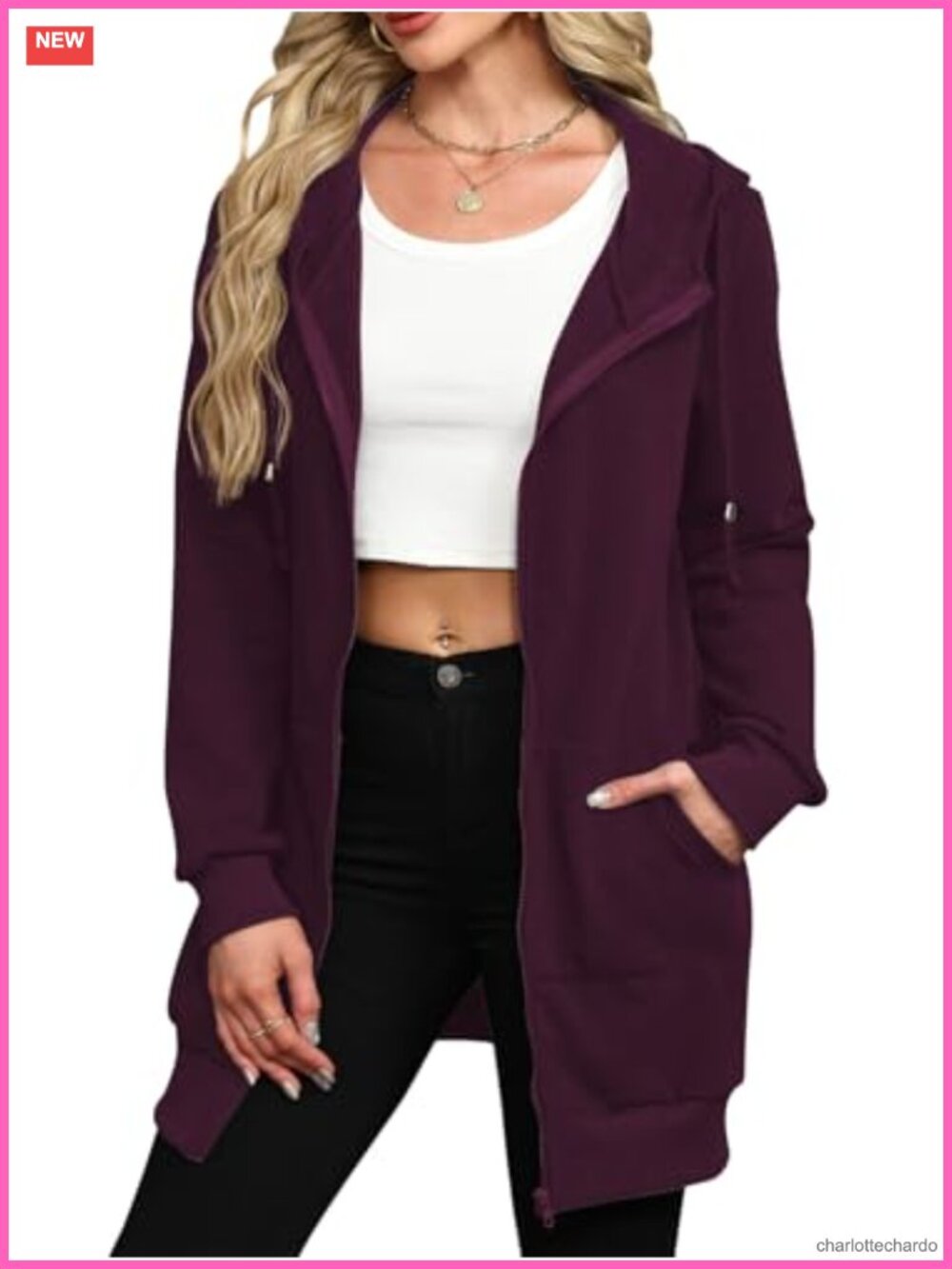 Fleece Lined Zip Up Hoodie Tunic Long Oversized Sweatshirt Jacket